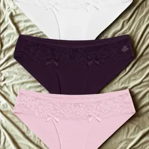 Pamuklu Dantel Detaylı Kadın Slip Külot 3 lü set